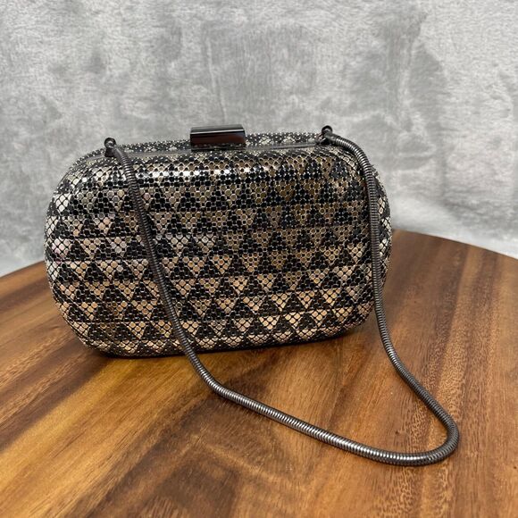 Whiting and Davis Clutch Structured Snake Chain Clasp Evening Formal 6" Wide - Picture 10 of 16